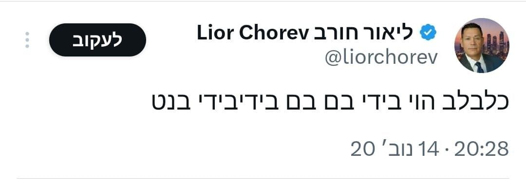 הארכיון זוכר את הציוצים של ליאור חורב