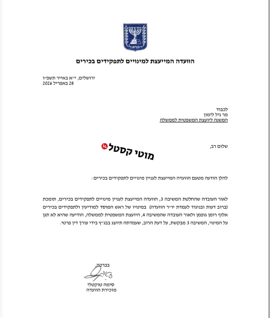 מוטי קסטל: פרסום ראשון: הקרב על ראש המוסד: בעקבות סירוב היועמ"שית להג…