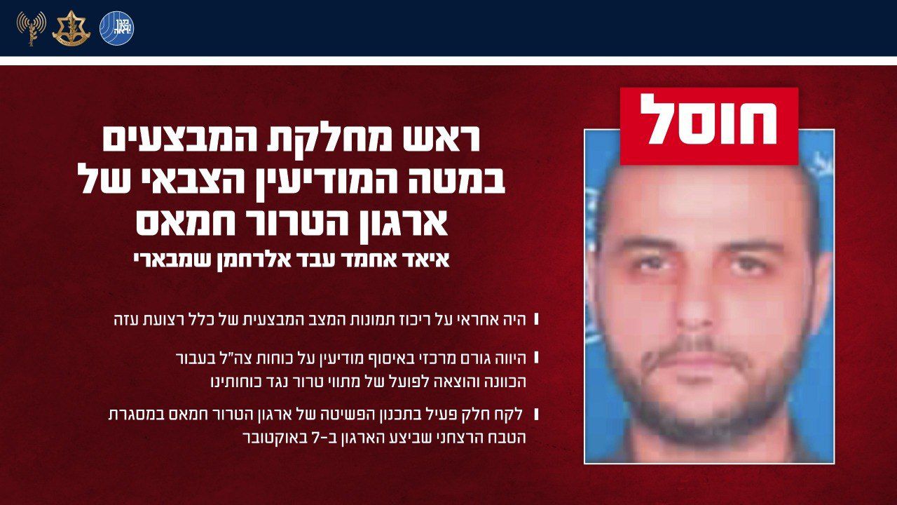 צה״ל ושב״כ חיסלו את ראש מחלקת המבצעים במטה המודיעין הצבאי של ארגון הט…
