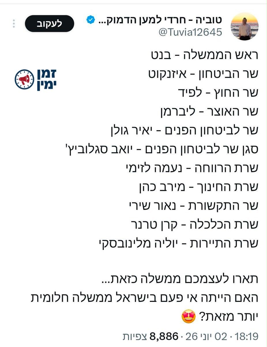יותם זמרי: תארו לעצמכם באמת ממשלה כזאת.