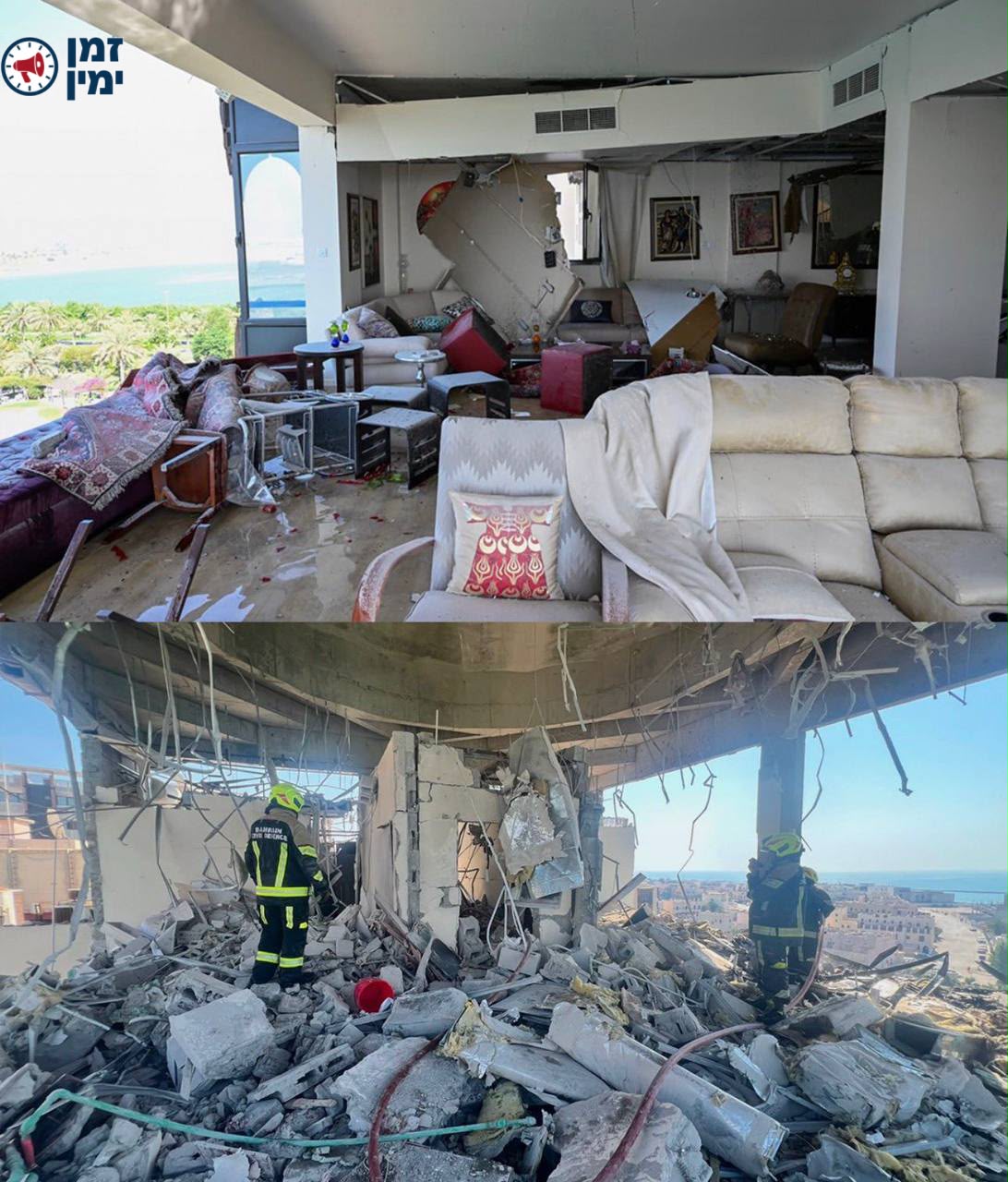 מחיר הכניעה של טראמפ - הנזק בבניין בבחריין אחרי המתקפה האירנית הלילה
