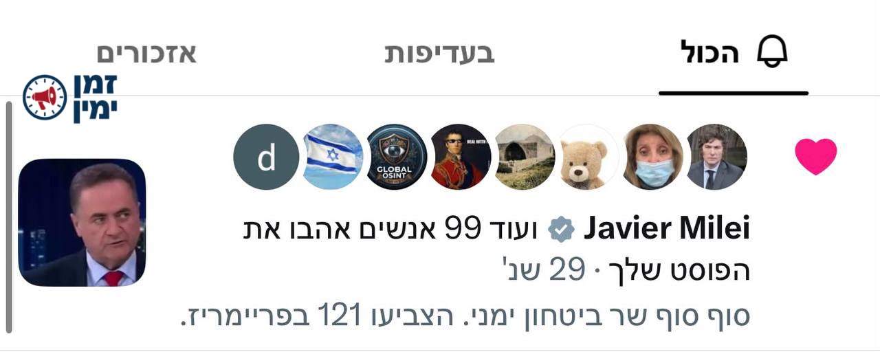 נתן לייק לסרטון הפריימריז של השר כ״ץ: נשיא ארגנטינה