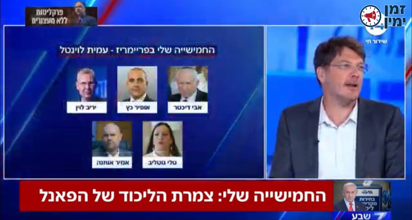 החמישייה של עמית לוונטל בפריימריז בליכוד • מתוך התוכנית של ברדוגו ושל…
